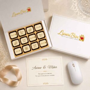 12 Pcs Rectangle Printed Chocolate Box | Customized for Celebrations