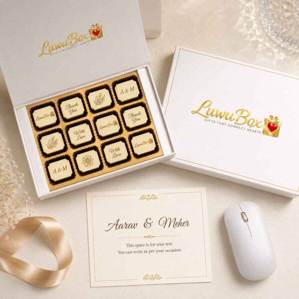 12 Pcs Rectangle Printed Chocolate Box | Customized for Celebrations