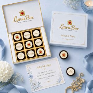 9 Pcs Circle Printed Chocolate Box | Custom Gifts for Celebrations