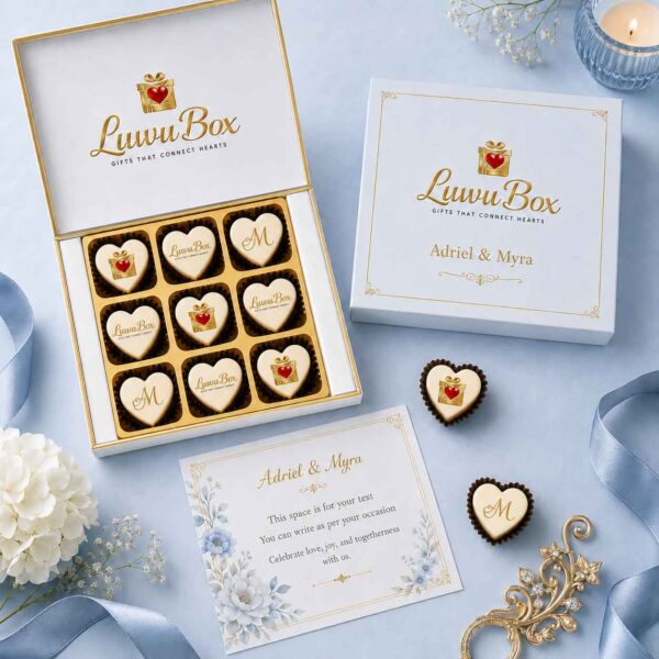 9 Pcs Heart Printed Chocolate Box | Elegant Gifts for Every Occasion