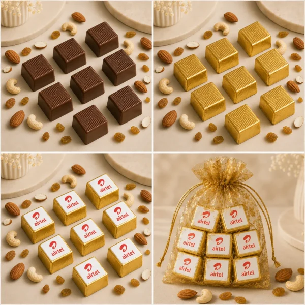 corpoate use gift golden-wrap-chocolate-product-process