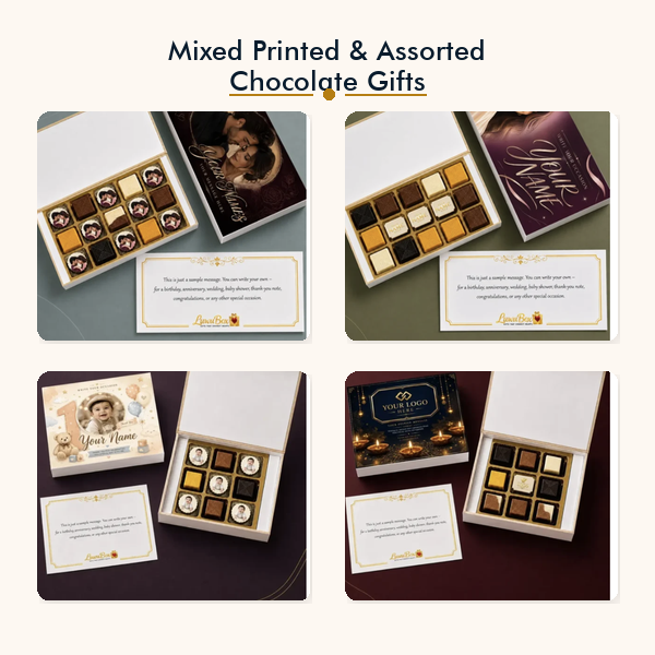 Mixed printed and assorted chocolate anniversary gift box